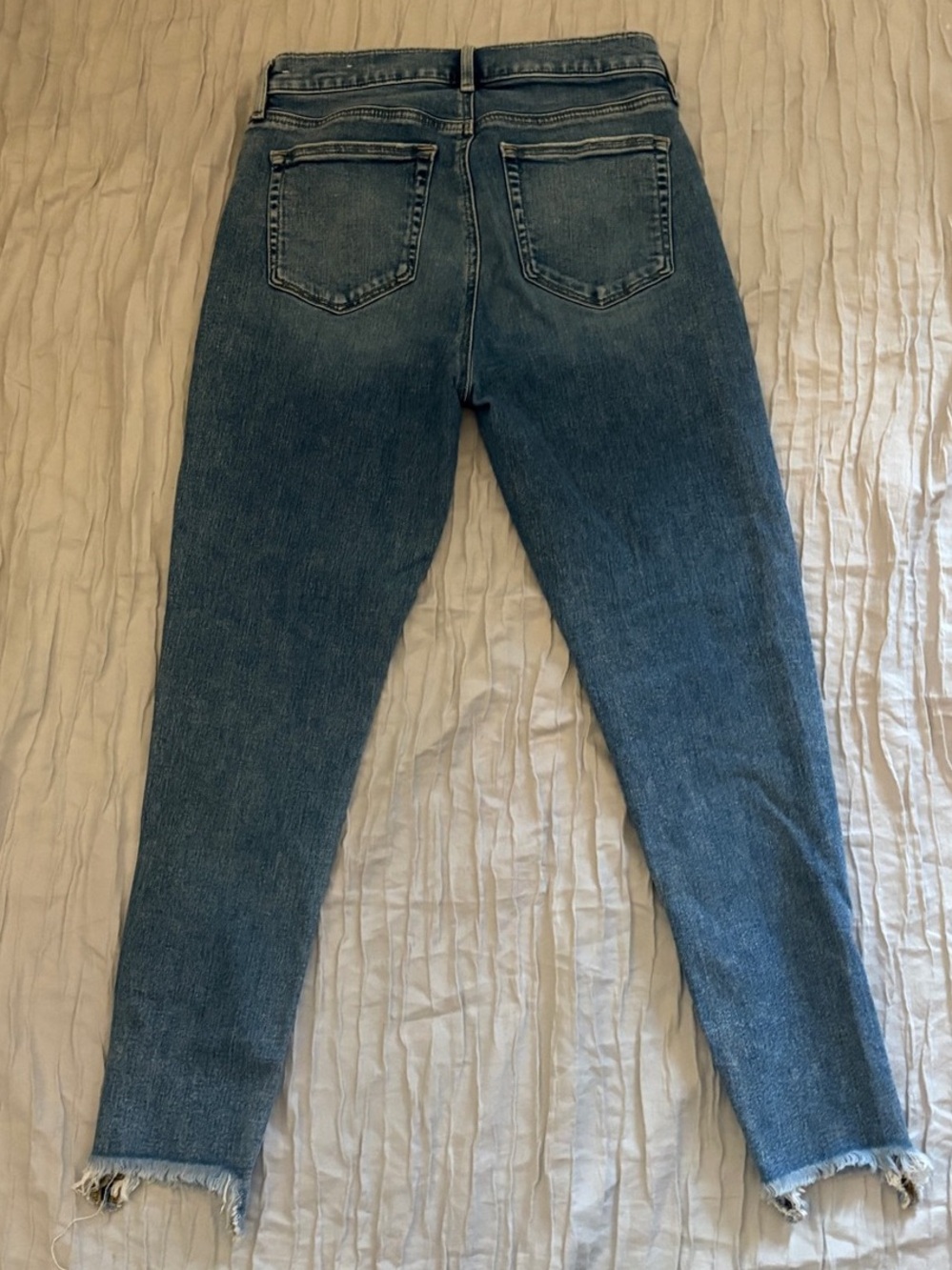 LOFT "The Skinny" Distressed Medium Wash Jeans Raw Hem Size 27 / 4 - Picture 7 of 9